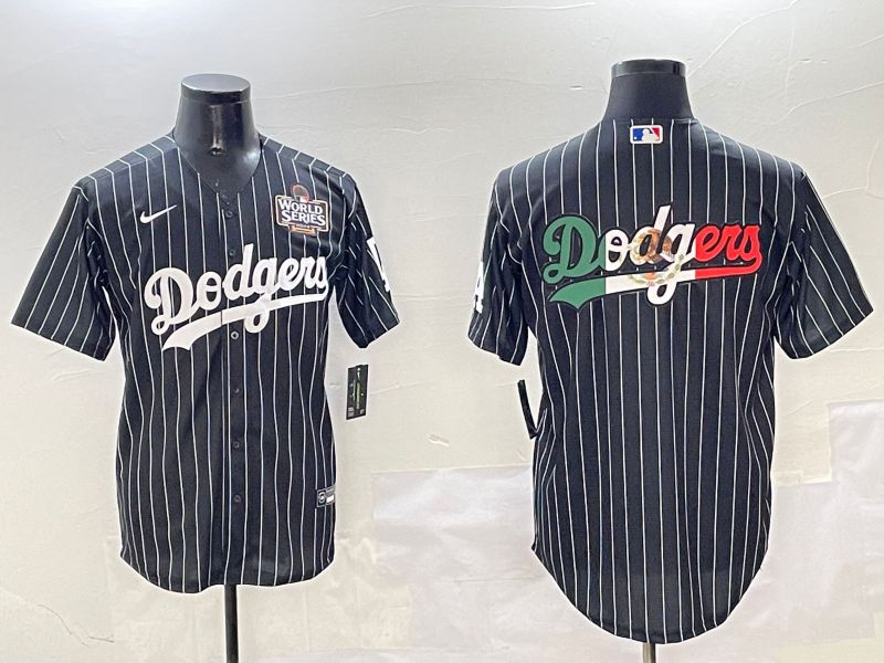 Men Los Angeles Dodgers Blank Black Stripe Jointly Name 2025 Nike MLB Jersey style 13